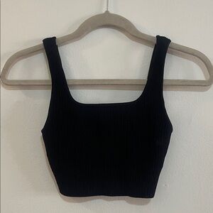 Babaton Black Ribbed Tank Top